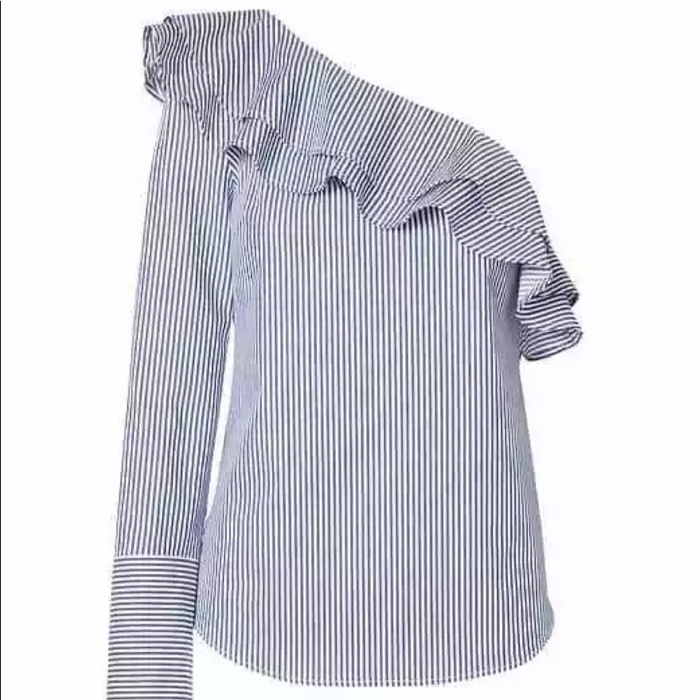Banana republic striped blue white one shoulder